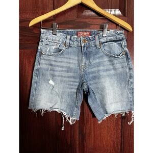 Lucky Brand Jeans Cut Off Short Womens Sz 0/25 Blue Denim Low Rise Jorts Frayed